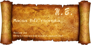Macsa Bársonyka névjegykártya